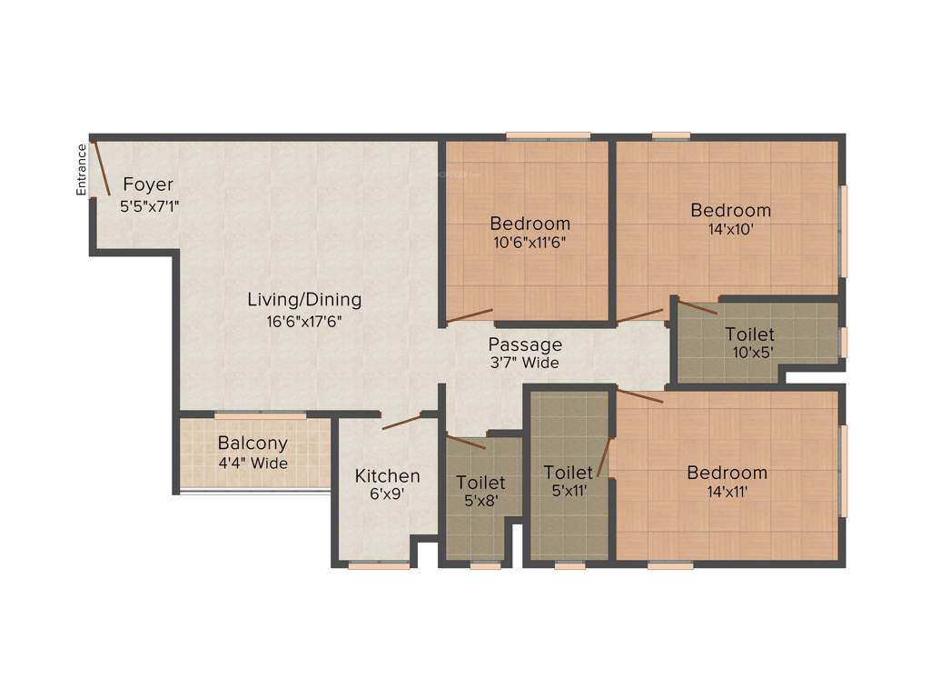 Oswal Orchard County (3BHK+3T (1,670 sq ft) 1670 sq ft)