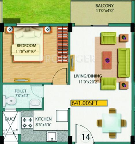 Gunina Jeno (1BHK+1T (641 sq ft) 641 sq ft)