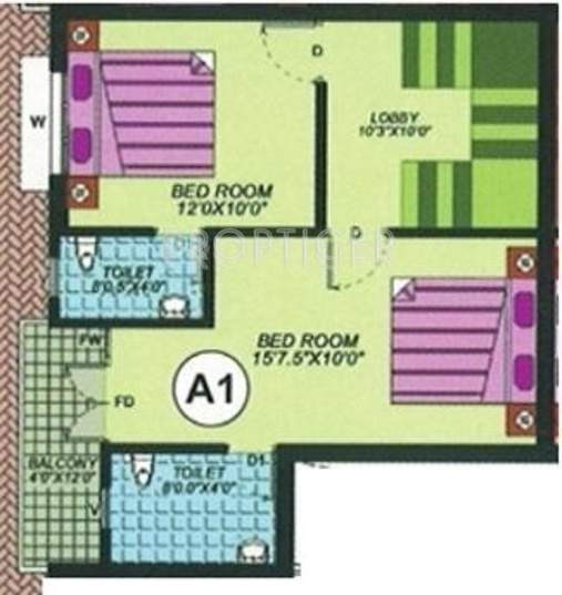 Meridian Sembakkam (3BHK+3T (1,488 sq ft) 1488 sq ft)
