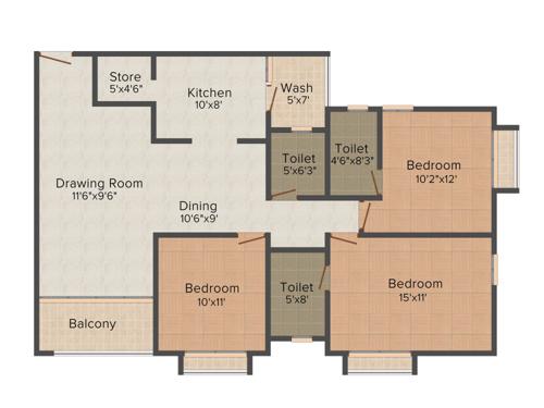 Avirat Silver Gardenia (3BHK+3T (1,890 sq ft) 1890 sq ft)