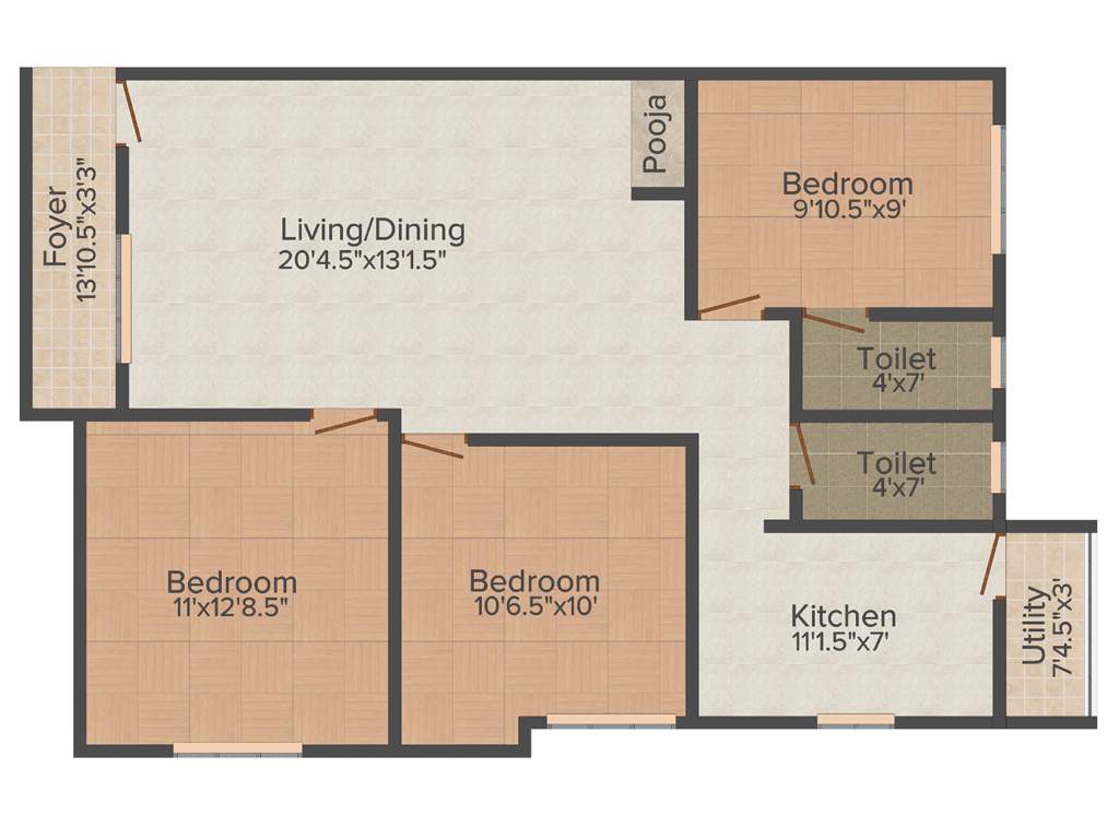 Shree Shankari Flats (3BHK+3T (1,153 sq ft) 1153 sq ft)