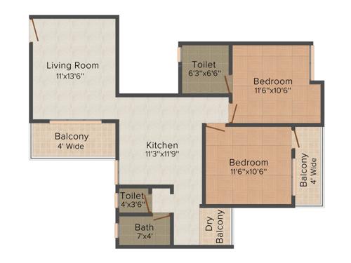 Dales Park Royal (2BHK+2T (1,035 sq ft) 1035 sq ft)