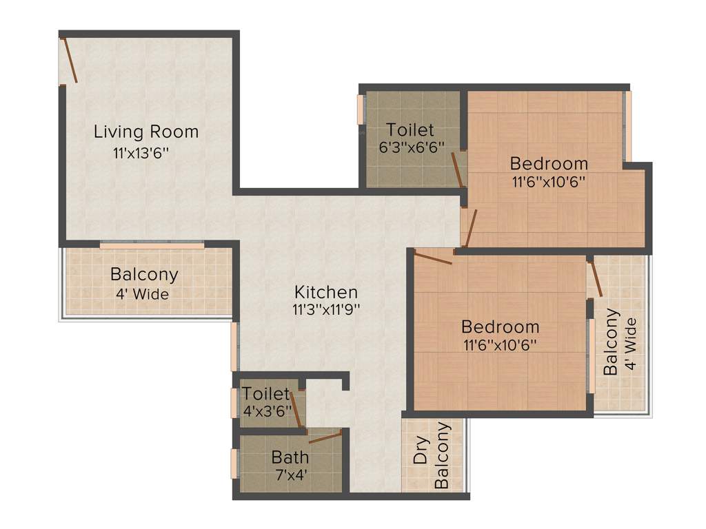 Dales Park Royal (2BHK+2T (1,035 sq ft) 1035 sq ft)