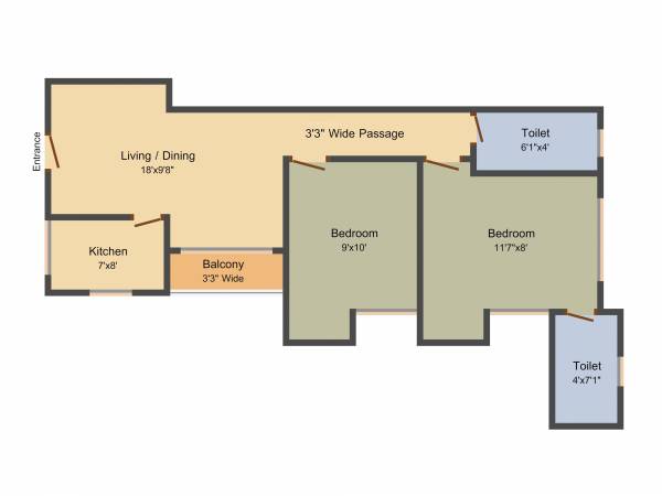 Nilima Garden (2BHK+2T (708 sq ft) 708 sq ft)