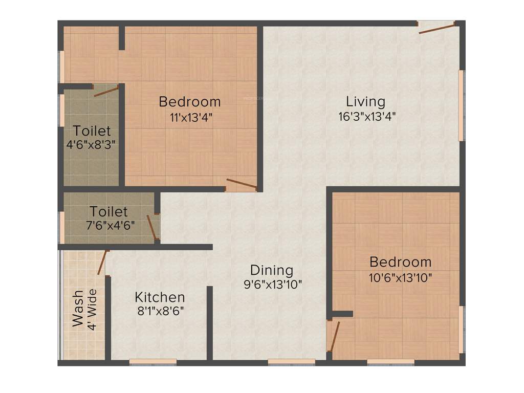 Santos Santos Nest (2BHK+2T (1,225 sq ft) 1225 sq ft)