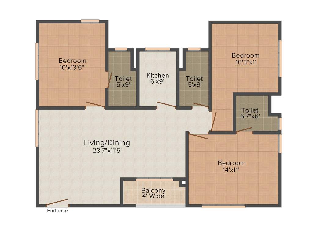 Oswal Orchard County (3BHK+3T (1,571 sq ft) 1571 sq ft)
