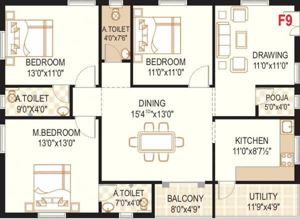 TNR Venkateshwara (3BHK+3T (1,574 sq ft)   Pooja Room 1574 sq ft)