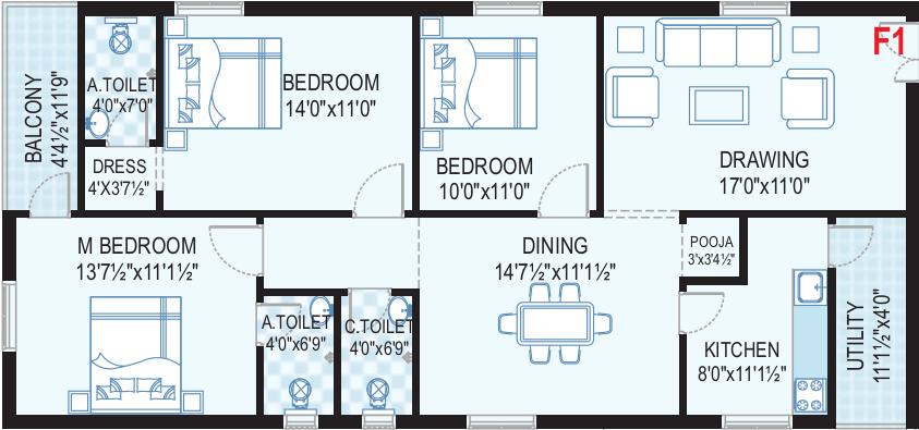 TNR Venkateshwara (3BHK+3T (1,545 sq ft) Pooja Room 1545 sq ft) TNR Venkateshwara (3BHK+3T (1,545 sq ft) Pooja Room 1545 sq ft)