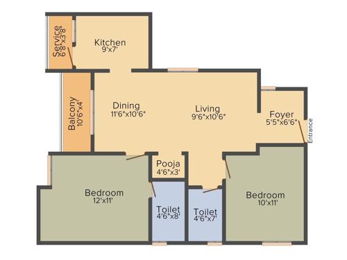 Indus SRS Orchard Residences (2BHK+2T (1,055 sq ft) 1055 sq ft)