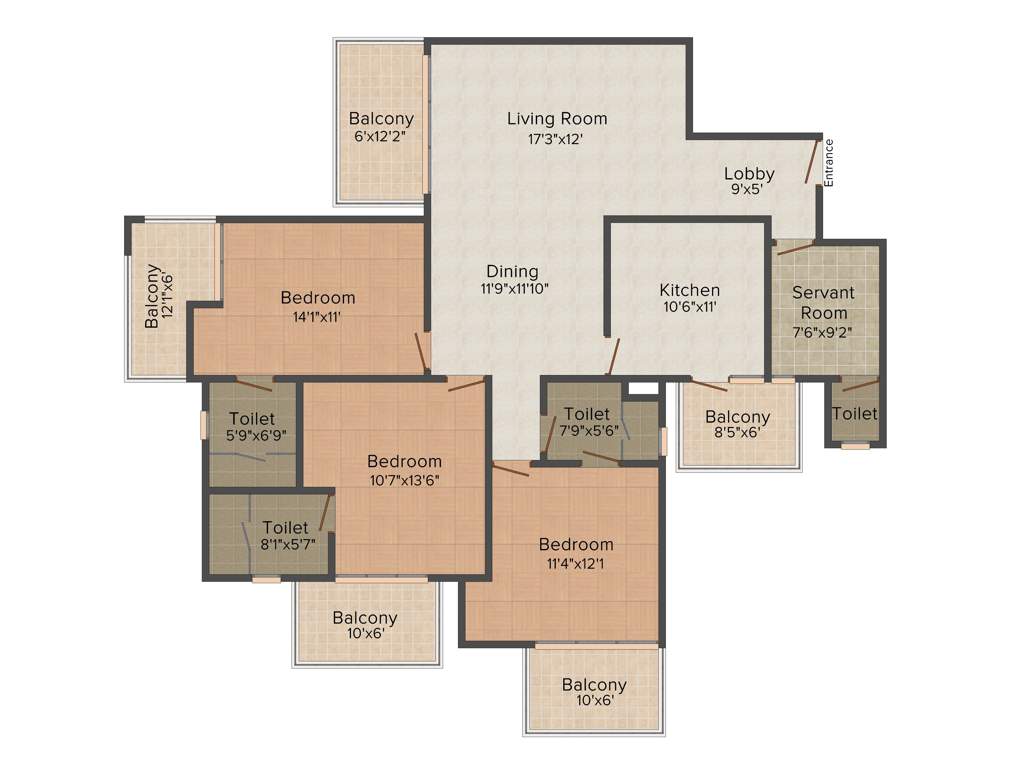 Suncity Parikrama (3BHK+3T (1,850 sq ft) 1850 sq ft)