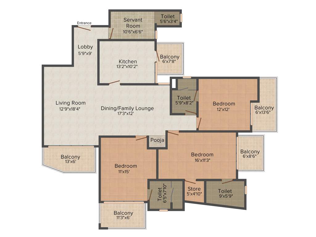 Suncity Parikrama (3BHK+3T (2,150 sq ft) 2150 sq ft)