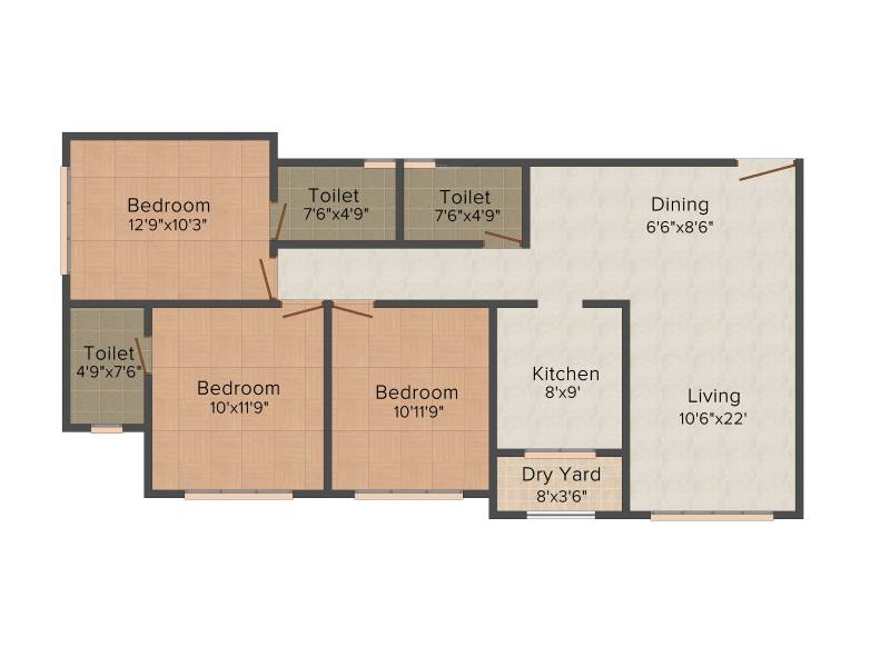 Damji Shamji Vasant Apartment (3BHK+3T (1,491 sq ft) 1491 sq ft)