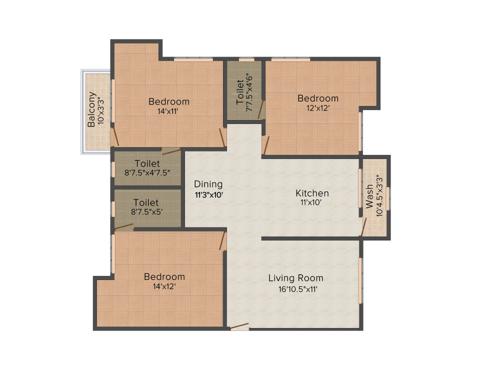 India The Trinity Terrace (3BHK+3T (1,465 sq ft) 1465 sq ft)