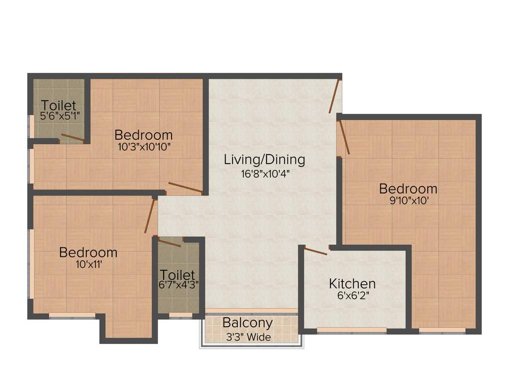 Yahvi (3BHK+2T (1,166 sq ft) 1166 sq ft)