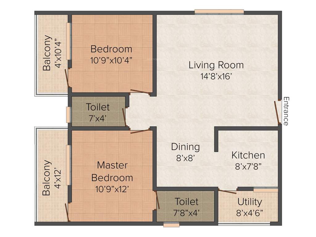 MVS Orchid (2BHK+2T (1,095 sq ft) 1095 sq ft)