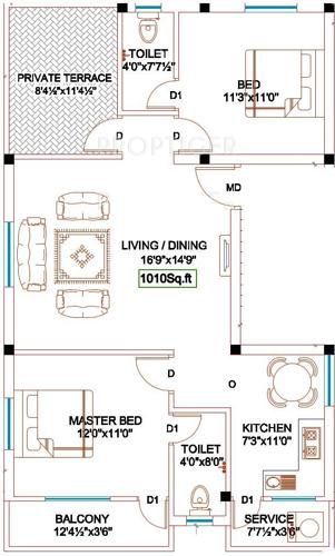 Sekaran 31 Krishna Nagar (2BHK+2T (1,010 sq ft) 1010 sq ft)