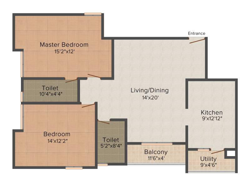 Confident Gemini (2BHK+2T (1,325 sq ft) 1325 sq ft)