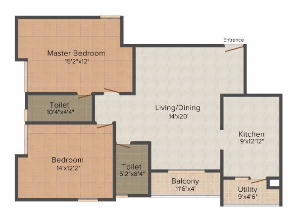 Confident Gemini (2BHK+2T (1,325 sq ft) 1325 sq ft) Confident Gemini (2BHK+2T (1,325 sq ft) 1325 sq ft)