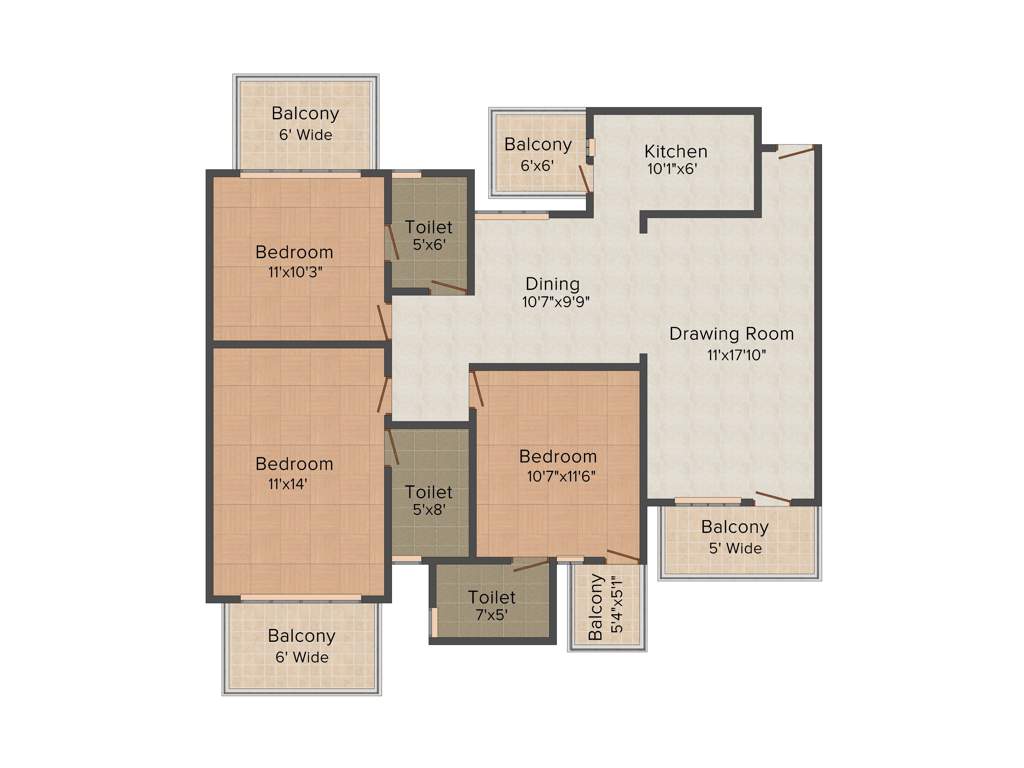Maxworth City Residence (3BHK+3T (1,500 sq ft) 1500 sq ft)