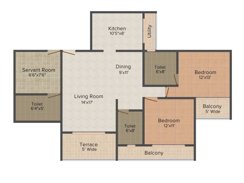 Revanta Royal Residency (2BHK+3T (1,275 sq ft)   Servant Room 1275 sq ft)