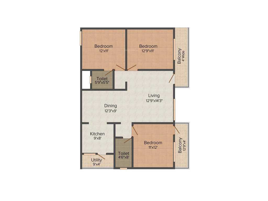 VSM Gangotri Elegance (3BHK+2T (1,390 sq ft) 1390 sq ft)