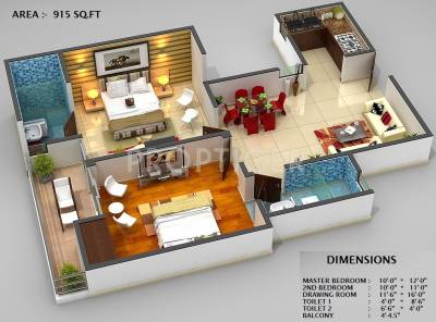 GMD Urban Square (2BHK+2T (915 sq ft) 915 sq ft)