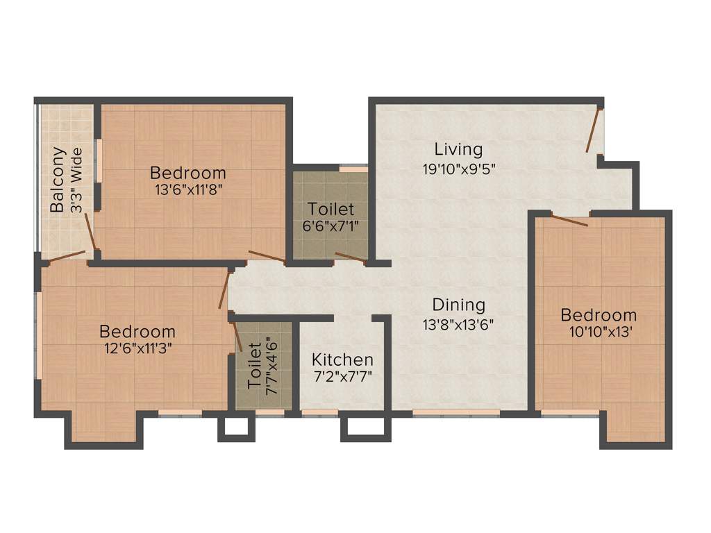 Aspirations Serenity (3BHK+2T (1,553 sq ft) 1553 sq ft)