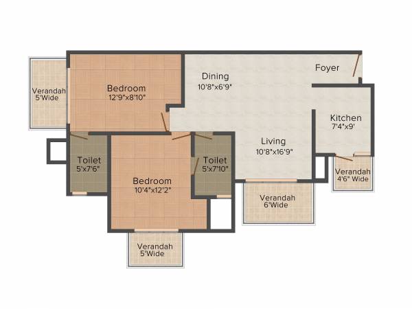 CHD Vann (2BHK+2T (1,257 sq ft) 1257 sq ft) CHD Vann (2BHK+2T (1,257 sq ft) 1257 sq ft)