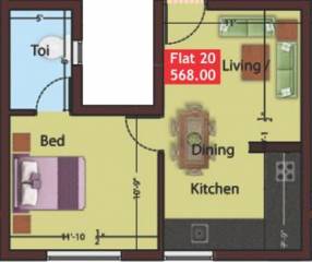 Ramani Coconut Grove (1BHK+1T (568 sq ft) 568 sq ft)