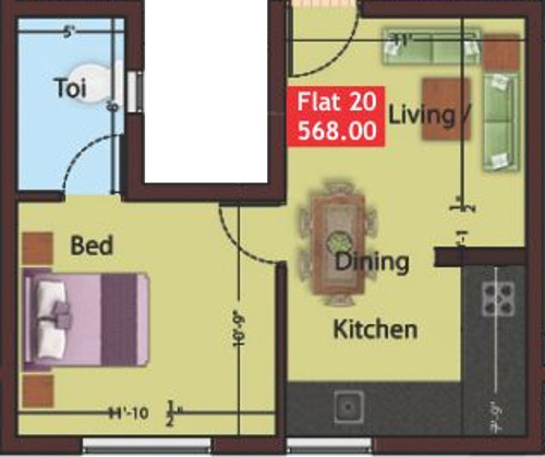 Ramani Coconut Grove (1BHK+1T (568 sq ft) 568 sq ft)