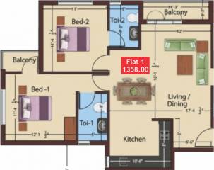 Ramani Coconut Grove (3BHK+3T (1,358 sq ft) 1358 sq ft)