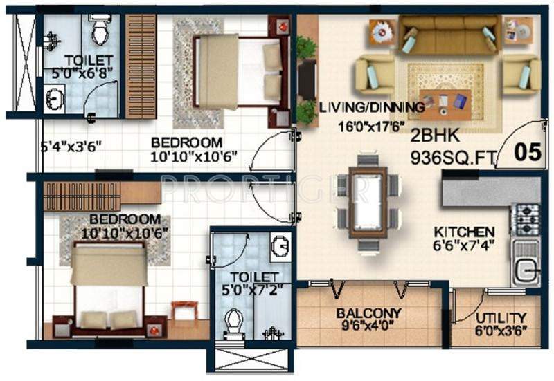 Alpine Fiesta (2BHK+2T (936 sq ft) 936 sq ft)