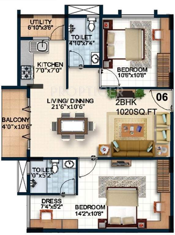 Alpine Fiesta (2BHK+2T (1,020 sq ft) 1020 sq ft)