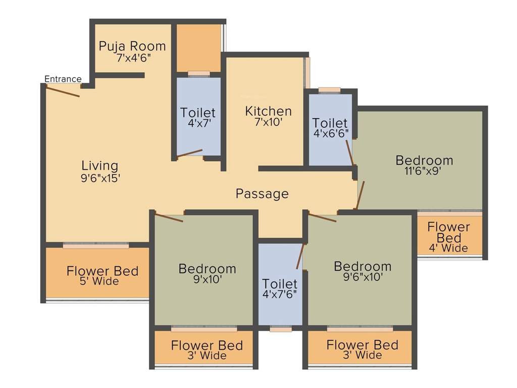 Mohan Highlands (3BHK+3T (1,280 sq ft)   Pooja Room 1280 sq ft)