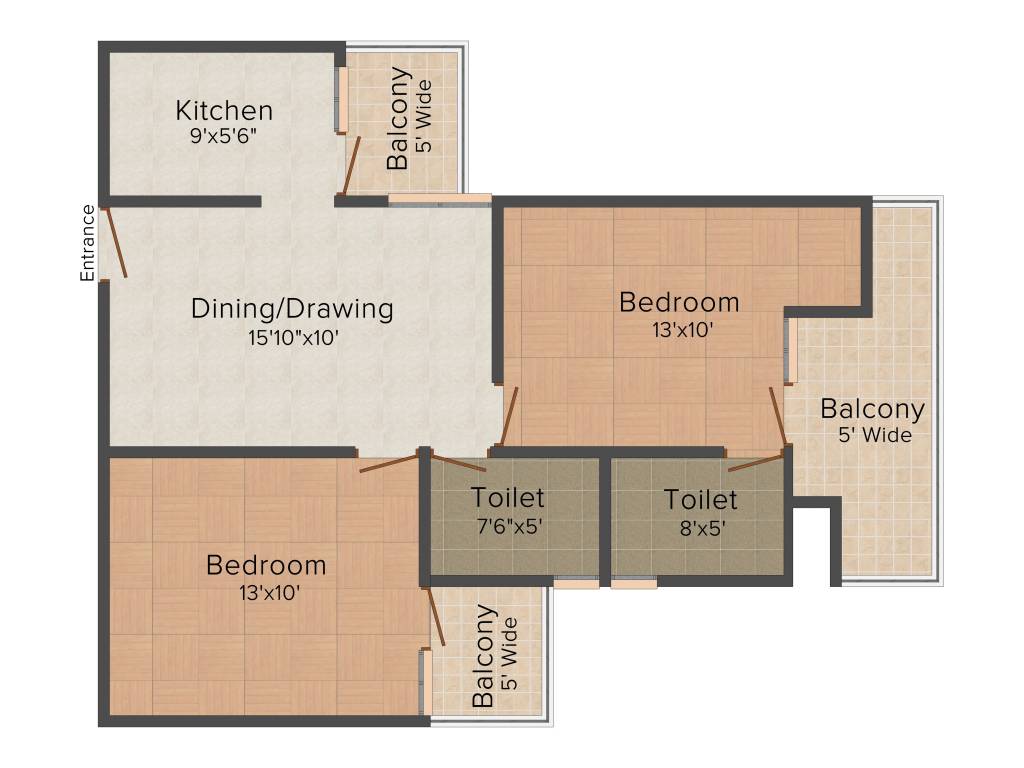 MR Proview Royal Garden (2BHK+2T (1,065 sq ft) 1065 sq ft)