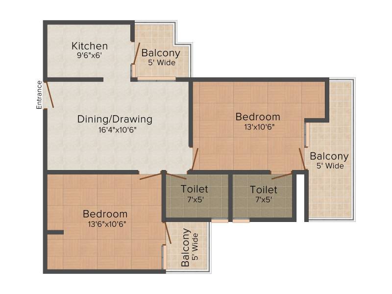 MR Proview Royal Garden (2BHK+2T (1,140 sq ft) 1140 sq ft)