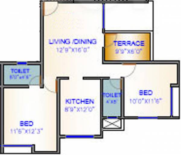 Global Meadows (2BHK+2T (991 sq ft) 991 sq ft)