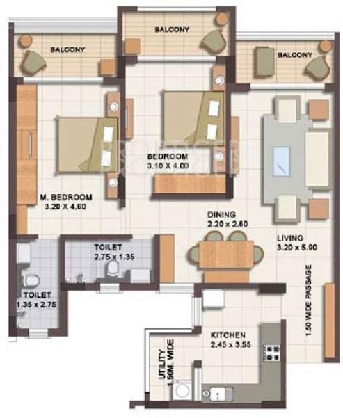 Mohan Ocean Park Residency (2BHK+2T (1,324 sq ft) 1324 sq ft)