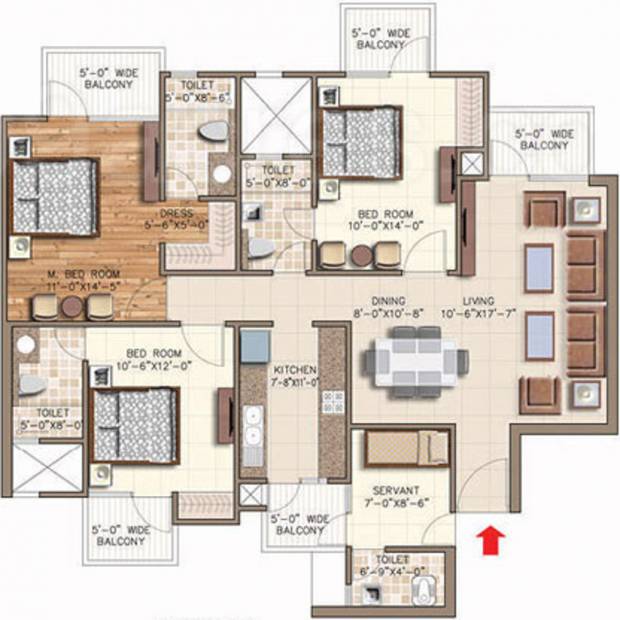 Rudra Aqua Casa (3BHK+3T (1,766 sq ft)   Servant Room 1766 sq ft)