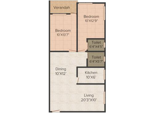 Bhawani Exotica (2BHK+2T (1,185 sq ft) 1185 sq ft)