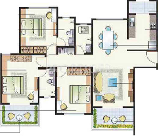 Anmol City Two (3BHK+3T (1,493 sq ft) 1493 sq ft)