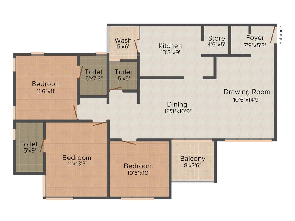 Tithi Satyamev Vista (3BHK+3T (1,800 sq ft) 1800 sq ft)