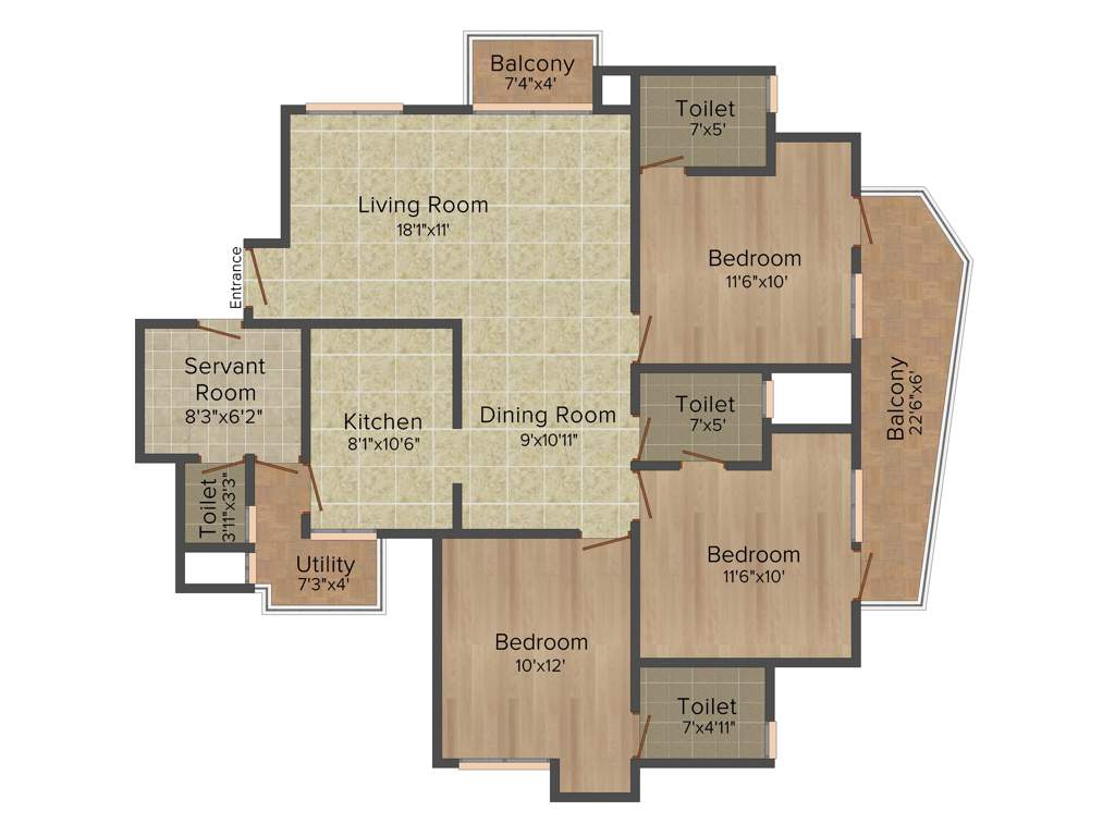 Sare Sports Parc (3BHK+3T (1,660 sq ft) + Servant Room 1660 sq ft)