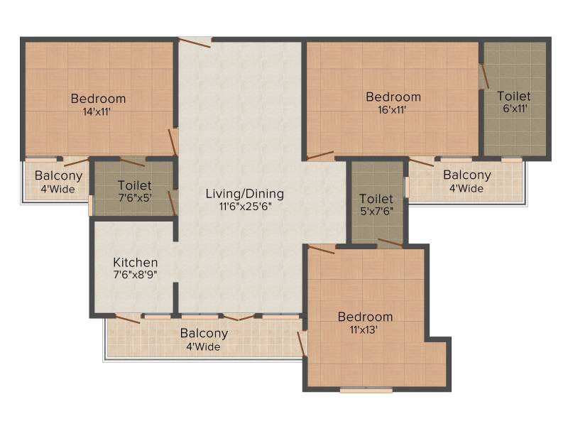 Unique Sapphire (3BHK+3T (1,630 sq ft) 1630 sq ft)