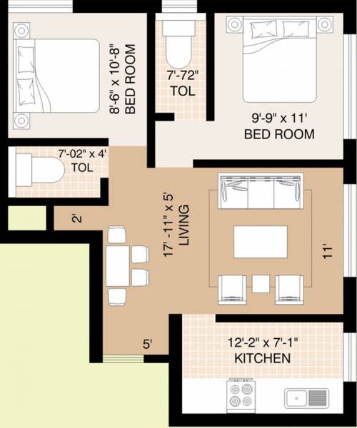 Sunpark Shreyas (2BHK+2T (876 sq ft) 876 sq ft) Sunpark Shreyas (2BHK+2T (876 sq ft) 876 sq ft)