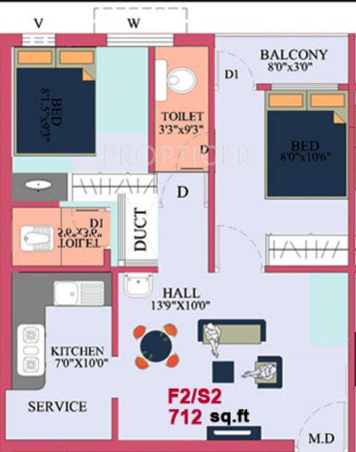 EGB Swaroopam (2BHK+2T (712 sq ft) 712 sq ft)