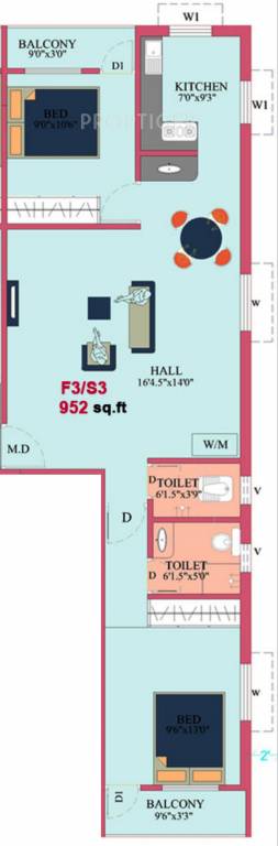 EGB Swaroopam (2BHK+2T (952 sq ft) 952 sq ft)