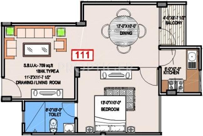 Unique Joy (1BHK+1T (709 sq ft) 709 sq ft)