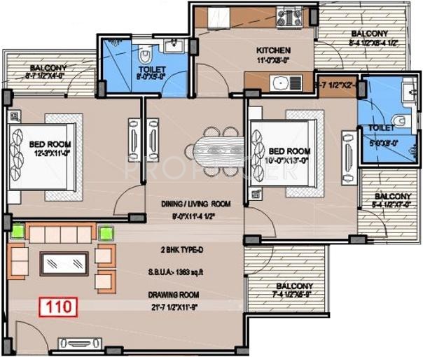 Unique Joy (2BHK+2T (1,363 sq ft) 1363 sq ft)