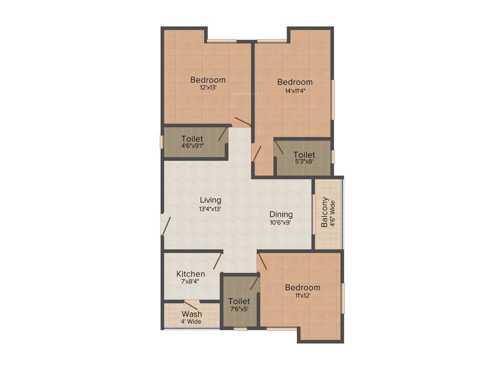 Merlin Legacy (3BHK+3T (1,713 sq ft) 1713 sq ft)